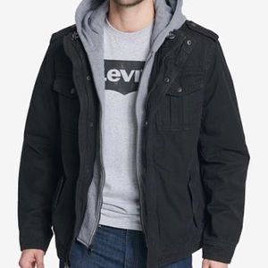 Levi's Men's Hooded Trucker Jacket, Black , Sz L